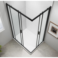 Polysan EASY BLACK obdĺžniková sprchová zástena 900x800mm, číre sklo EL5315B