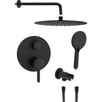Sapho ICONIC podomietkový sprchový set s pákovou batériou, 2 výstupy, vyústenie, čierna mat AF042B-01
