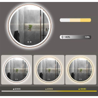 Okrúhle zrkadlo COPPER 90 cm s LED podsvietením a medeným okrajom