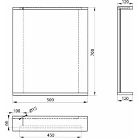 Aqualine KORIN STRIP zrkadlo s LED osvetlením 50x70x12cm, dub platín KO995S