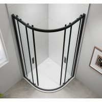 Polysan EASY BLACK štvrťkruhová sprchová zástena 800x800mm, L/R, číre sklo EL2515B