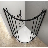 Aqualine ARLETA BLACK štvrťkruhová sprchová zástena 800x800mm, číre sklo BLS800