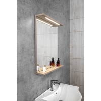 Aqualine KORIN STRIP zrkadlo s LED osvetlením 60x70x12cm, dub platín KO990S