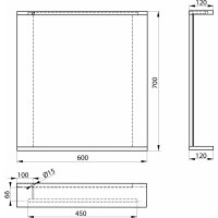 Aqualine KORIN STRIP zrkadlo s LED osvetlením 60x70x12cm, dub platín KO990S