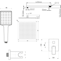 Sapho CUBEMIX podomietkový sprchový set s pákovou batériou, 2 výstupy, vyústenie, čierna mat CM042B-01