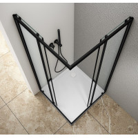 Aqualine AGGA BLACK štvorcová sprchová zástena 900x900mm, číre sklo BLF909