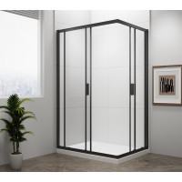 Polysan EASY BLACK obdĺžniková sprchová zástena 900x800mm, číre sklo EL5315B