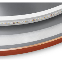 Okrúhle zrkadlo COPPER 90 cm s LED podsvietením a medeným okrajom