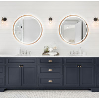 Okrúhle zrkadlo COPPER 50 cm s LED podsvietením a medeným okrajom