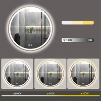 Okrúhle zrkadlo COPPER 60 cm s LED podsvietením a medeným okrajom