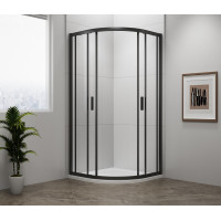 Polysan EASY BLACK štvrťkruhová sprchová zástena 800x800mm, L/R, číre sklo EL2515B
