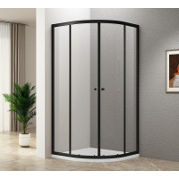 Aqualine ARLETA BLACK štvrťkruhová sprchová zástena 900x900mm, číre sklo BLS900