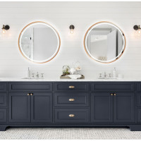 Okrúhle zrkadlo COPPER 90 cm s LED podsvietením a medeným okrajom