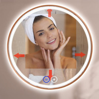 Okrúhle zrkadlo COPPER 60 cm s LED podsvietením a medeným okrajom