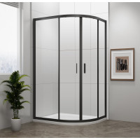 Polysan EASY BLACK štvrťkruhová sprchová zástena 1000x800mm, L/R, číre sklo EL2915B