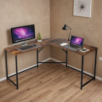 Rohový loftový písací stôl BRAGA RUSTIC - starený dub/čierny