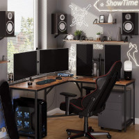 Rohový loftový písací stôl BRAGA RUSTIC - starený dub/čierny