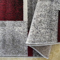 Kusový koberec WAVE Tiles - sivý/červený
