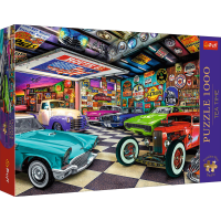 TREFL Puzzle Premium Plus Tea Time: Garáž zberateľov áut 1000 dielikov