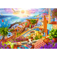 TREFL Puzzle Premium Plus Tea Time: Návšteva Santorini 1000 dielikov