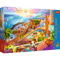 TREFL Puzzle Premium Plus Tea Time: Návšteva Santorini 1000 dielikov