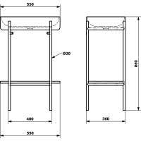 Sapho PUNO podstavec s umývadlom 550x860x360mm, zlato mat SKA570-5-01
