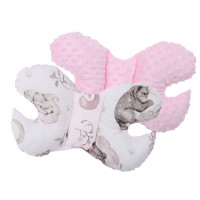 Obojstranné hniezdočko (kokon) pre bábätko - BABYMAM PREMIUM set 7v1 - Medvieďatá so svetlo ružovou minkou