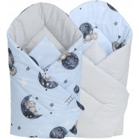Obojstranné hniezdočko (kokon) pre bábätko - BABYMAM PREMIUM set 7v1 - Medvedíci vo vesmíre s tmavomodrou minkami