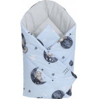 Obojstranné hniezdočko (kokon) pre bábätko - BABYMAM PREMIUM set 7v1 - Medvedíci vo vesmíre s tmavomodrou minkami