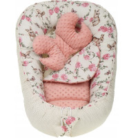 Obojstranné hniezdočko (kokon) pre bábätko - BABYMAM PREMIUM set 7v1 - Tajomná záhrada s marhuľovou minkou