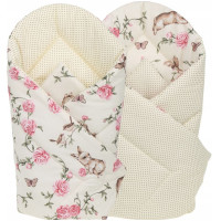 Obojstranné hniezdočko (kokon) pre bábätko - BABYMAM PREMIUM set 7v1 - Tajomná záhrada s marhuľovou minkou