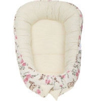 Obojstranné hniezdočko (kokon) pre bábätko - BABYMAM PREMIUM set 7v1 - Tajomná záhrada s marhuľovou minkou