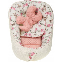 Obojstranné hniezdočko (kokon) pre bábätko - BABYMAM PREMIUM set 7v1 - Tajomná záhrada s marhuľovou minkou