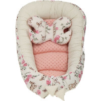 Obojstranné hniezdočko (kokon) pre bábätko - BABYMAM PREMIUM set 7v1 - Tajomná záhrada s marhuľovou minkou