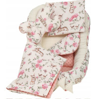 Obojstranné hniezdočko (kokon) pre bábätko - BABYMAM PREMIUM set 7v1 - Tajomná záhrada s marhuľovou minkou