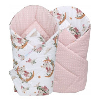 Obojstranné hniezdočko (kokon) pre bábätko - BABYMAM PREMIUM set 7v1 - V ríši snov so staroružovou minkou