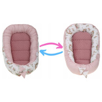 Obojstranné hniezdočko (kokon) pre bábätko - BABYMAM PREMIUM set 7v1 - V ríši snov so staroružovou minkou