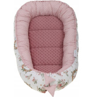 Obojstranné hniezdočko (kokon) pre bábätko - BABYMAM PREMIUM set 7v1 - V ríši snov so staroružovou minkou