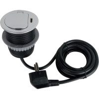 Solight 1z + USB-C 20W PD vstavaná zásuvka, 2m, strieborná
