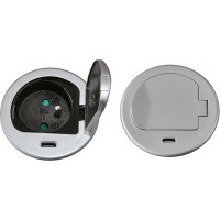 Solight 1z + USB-C 20W PD vstavaná zásuvka, 2m, strieborná