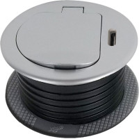 Solight 1z + USB-C 20W PD vstavaná zásuvka, 2m, strieborná