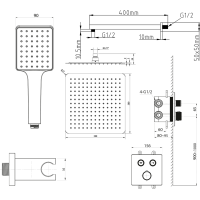 Sapho SMART SELECT podomietkový sprchový set s termostatickou batériou, 2 výstupy, vyústenie, chróm RP042-01