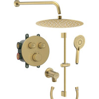 Sapho SMART SELECT podomietkový sprchový set s termostatickou batériou, 2 výstupy, posuvný držiak sprchy, zlato mat RP032GB-02