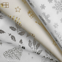 Vianočný obrus MERRY 160x110 cm - Vianočný stromček - biely / strieborný