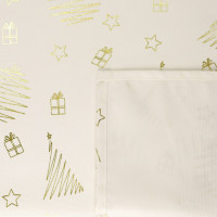 Vianočný obrus MERRY 200x140 cm - Banky - biely / zlatý