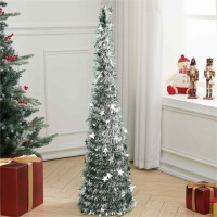 Vianočný trblietavý stromček SHINY - 150x33 cm - strieborný