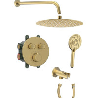 Sapho SMART SELECT podomietkový sprchový set s termostatickou batériou, 2 výstupy, vyústenie, zlato mat RP032GB-01