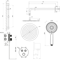 Sapho SMART SELECT podomietkový sprchový set s termostatickou batériou, 2 výstupy, posuvný držiak sprchy, zlato mat RP032GB-02