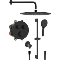 Sapho SMART SELECT podomietkový sprchový set s termostatickou batériou, 2 výstupy, posuvný držiak sprchy, čierna mat RP032B-02