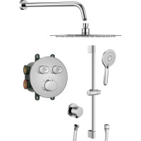 Sapho SMART SELECT podomietkový sprchový set s termostatickou batériou, 2 výstupy, posuvný držiak sprchy, chróm RP032-02